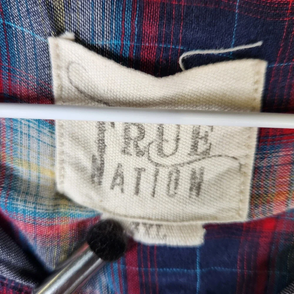 True Nation 3XL Plaid Shirt Long Sleeve Button Front‎ Pocket Men's Casual